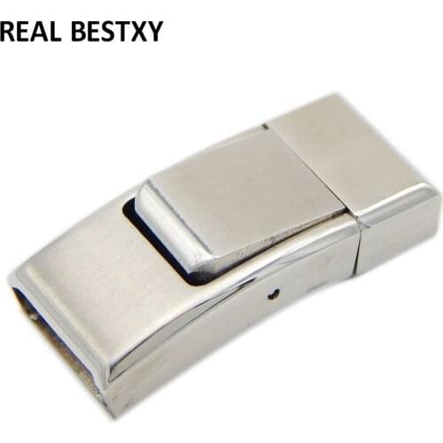 20pcs/lot hole size: 12*4mm Stainless Steel Metal Lock Clasps For DIY Leather Cord Bracelet Jewelry Making Findings Material