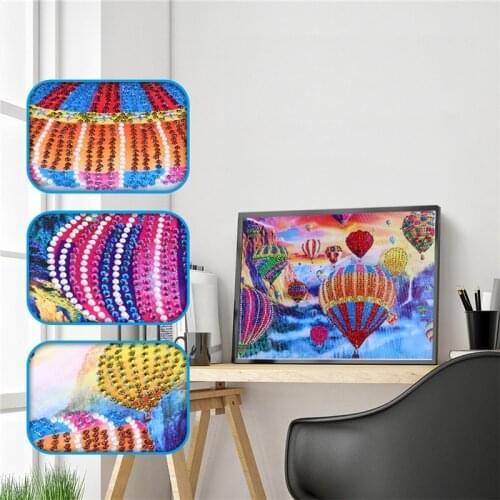 5D DIY Diamond Painting Hot air balloon Cross Stitch landscape Diamond Embroidery Cartoon special shaped Rhinestone Home Decor