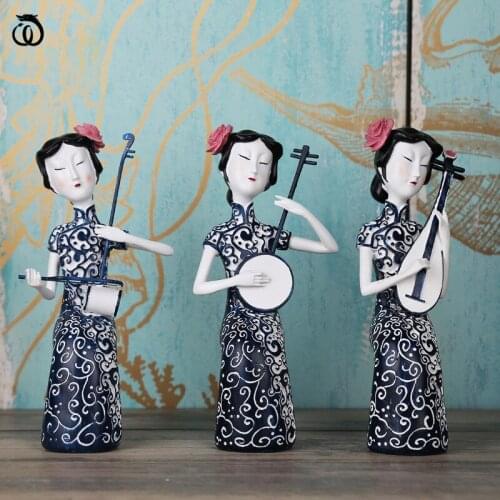 Antiquity Lady Arts Sculpture Decor Classical Resin Beautiful Women Statue Porcelain Crafts Chinese Home Room Decoration R7128