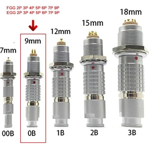 Free Shipping FGG 0B 2-9 Pins 9mm For LEMO 2pin Aviation Connector Plug and Socket,Push-Pull Self-Lock Power Cable