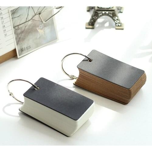 100 Sheets Portable Coil Thickened Kraft White Blank Vocabulary Word Card Memory Study Notepad Memo Pad School Stationery