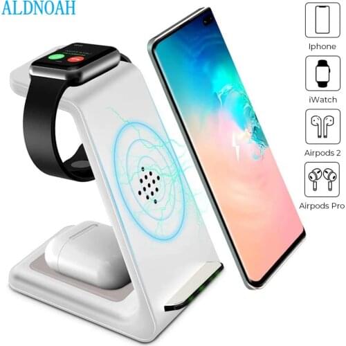 15W White 3 in 1 Fast Wireless Chargeing Stand for iPhone 12 11 XS 8 AirPods Pro Wireless Charger Dock for Apple Watch 5 4 3 2 1