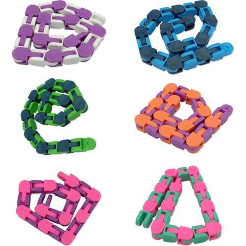 24 Knots Wacky Tracks Snap And Click Fidget Antistress Chain Toy For Children Kids Bike Chain Stress Relief Adult Sensory Gifts