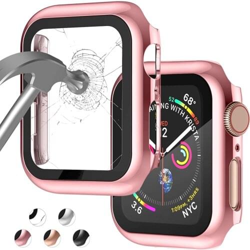 Full Cover for Apple Watch Series 6/5 /4 /SE 44mm Case with Tempered Glass Protector Accessories, Hard Bumper for iwatch 40 mm