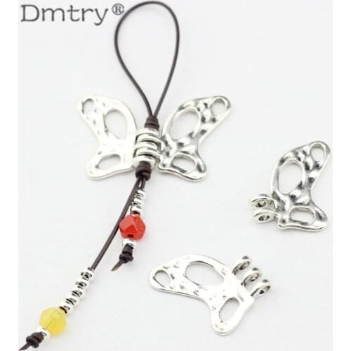 Dmtry 5set/lot European American Personality Design 20% Off Butterfly Spacer Connectors Pendants Fit Charm Diy Bracelet LC0097