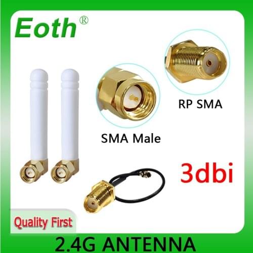 2.4Ghz antenna wifi 3dbi SMA male 2.4G antena wifi antenne Zigbee Small Size aerial + PCI U.FL IPX to RP-SMA Pigtail Cable
