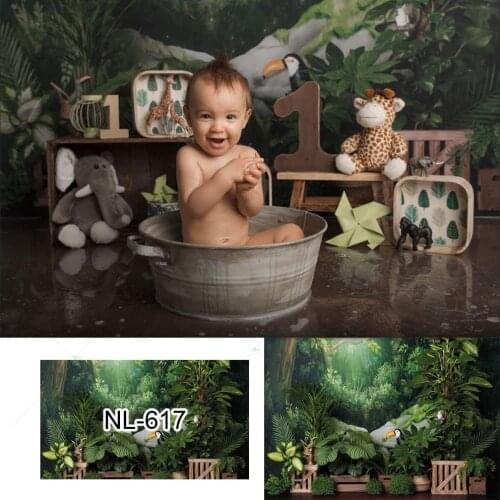 Wild One Jungle Safari Photography Backdrop Baby Shower Decoration Forest Animals Party Background for Photographic Photo Studio