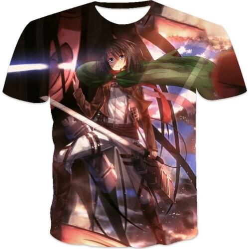 New Mens T-shirt Japanese Classic Anime Attacking Giant Titan Season 3d Printing Pattern Casual Street Trend Top Retro Style