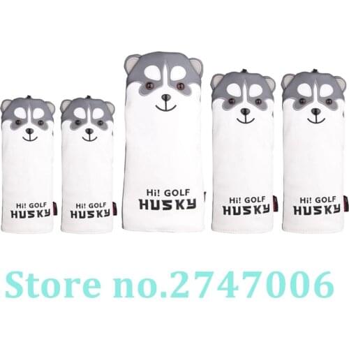Golf Club Driver Fairway Wood Hybrid Head Cover Soft PU Leather with Husky Shaped Driver FW Hybrid Headcover with No Tag 3 5 7 x