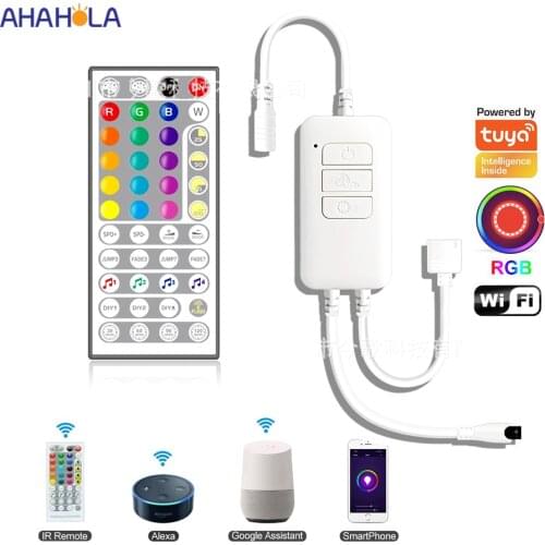 Tuya App Wifi Led Controller 12v 24v Ir Remote Control Sound Music Controlador Wifi Led Rgb Controller Dimmer 40 key Abs