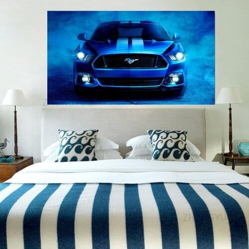 Paintings Wall Art Fords Mustang Supercar Blue Artwork Pictures Canvas Art Posters and Prints Modern For Bedroom Home Decoration