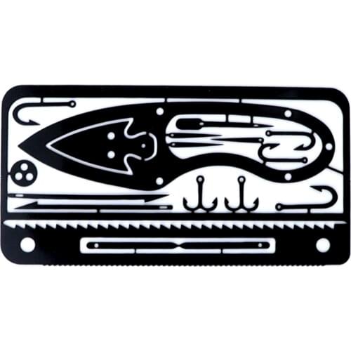 Creative Outdoor Multifunctional Stainless Steel Survival Tool Fishing Hook Card Hunting Emergency Tool Card For Camping Travel