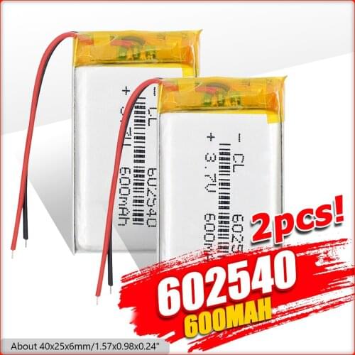 Size 602540 3.7v 600mAh li-ion Lipo cells Lithium Li-Po Polymer Rechargeable Battery For Bluetooth speaker Tachograph MP4 MP5