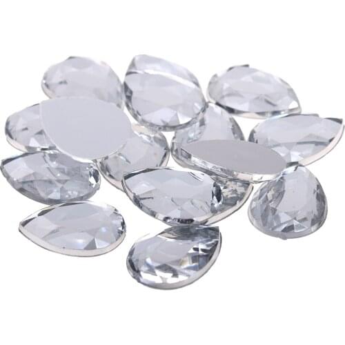 Many Sizes Crystal Color Acrylic Rhinestones Flat Back Drop Shape Earth Facets Non Hotfix Glue On Beads DIY Jewelry Making