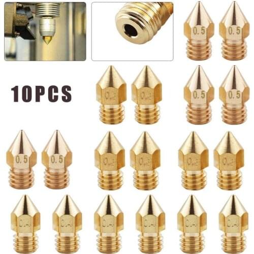 10 PCS 3D Printer Nozzle 0.3mm/0.4mm/0.5mm MK8 Extruder Head for Creality Ender 3