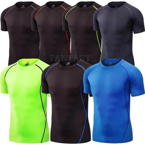 New Mens Fitness T-Shirt Short Sleeve Tight Sportswear Fashion Casual Tops Male Gym Shirt