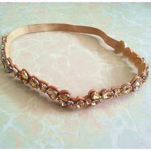 New sparkly champagne acrylic beads handmade shining gems boho headband for wedding party headband+PP