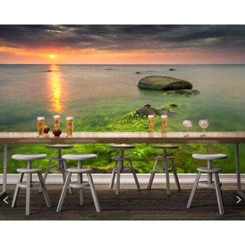 Seaside landscape at sunrise papel de parede,living room sofa TV wall bedroom wall papers home decor restaurant mural