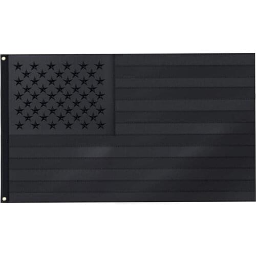 All Black American Flag 3x5 ft Oxford Fabric Embroidered US USA Heavy Duty
