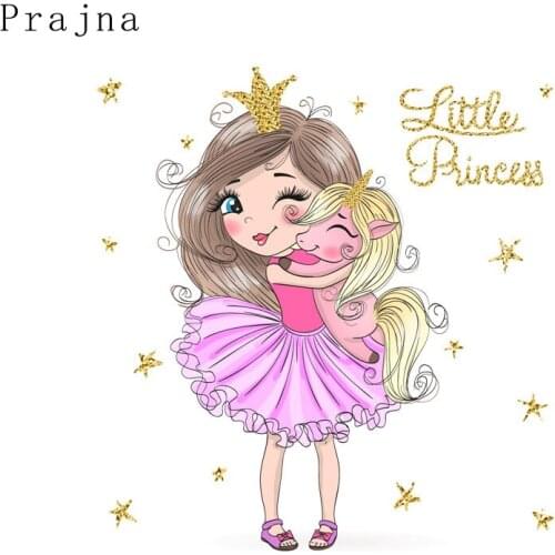 Unicorn Girl Heat Thermal Transfer For Clothes T-shirt Applique Cartoon Iron-on Transfers For Clothing DIY Washable Stickers