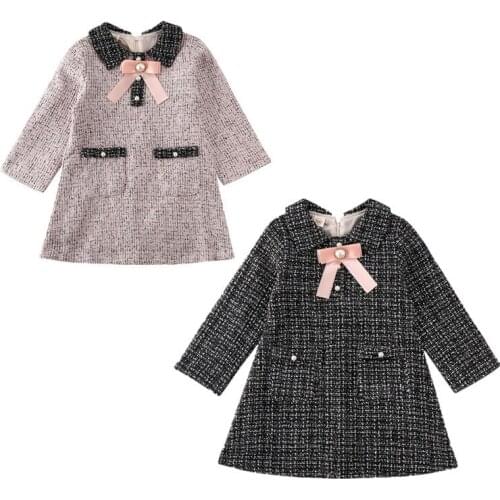 Pudcoco Elegant Baby Girl Dress Toddler Kids Girls Pageant Plaid Coat Tutu bow-knot Dress Party Outfits Clothes Outerwear 1-6Y