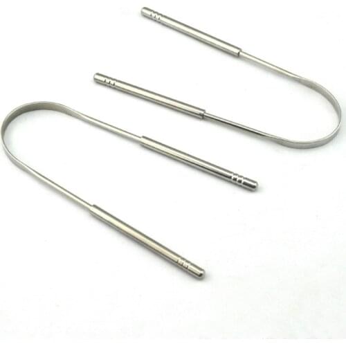 2 pcs 420 Stainless Steel 13.5 cm Bow-shaped Tongue Scraper Cleaner Fresh Breath Dental Oral Hygiene Care Tools