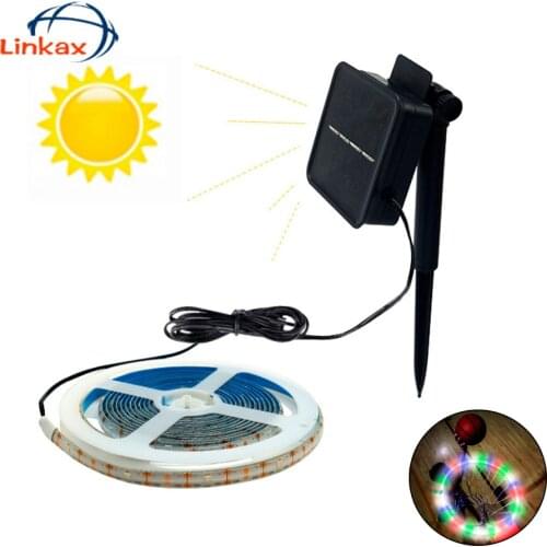 Solar Powered 3M LED Strip Light Outdoor RGB Flexible Lighting Ribbon Tape Waterproof Lights String Backlight Garden Decor Lamp