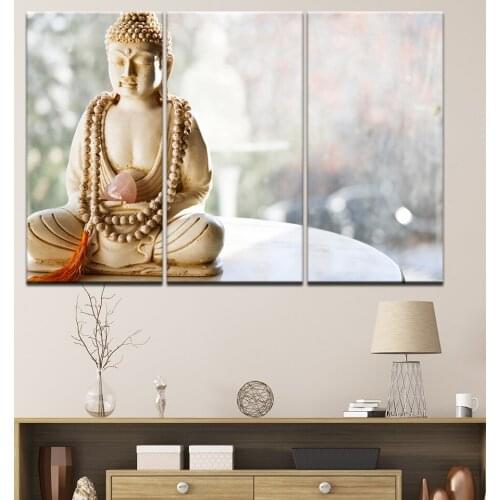 Modern HD Printed Pictures Canvas Painting 3 Panel Zen Buddha Statue Wall Art Home Decoration Framework Poster For Living Room