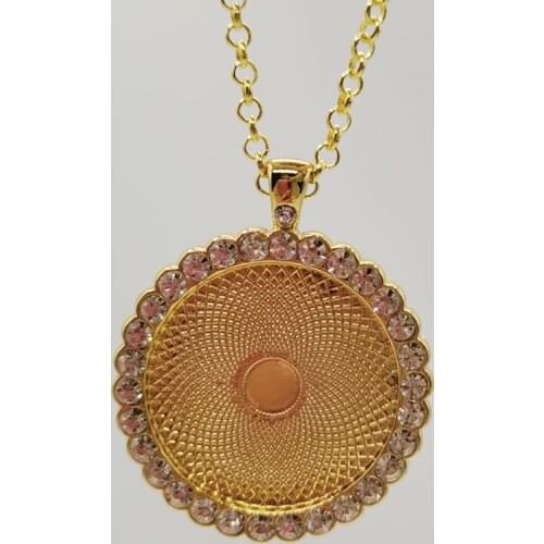Sublimate Blank Round Crystal Glass Necklace Sublimate Pendant Blank Necklace 15pcs/Lot