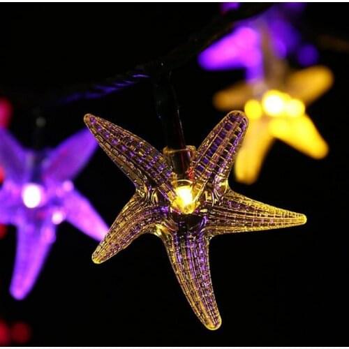 Led Solar Beach Stars Fairy String Lights Waterproof Christmas Outdoor Garden Holiday Decoration Lights Lampe Solaire Exterieur