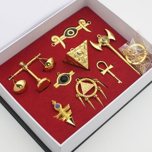 Yu-Gi-Oh! Millennium Treasures Necklace Pendant Collection Set Muto Yugi Golden Cosplay Items Emperors Key Yu-Gi-Oh! Weapons
