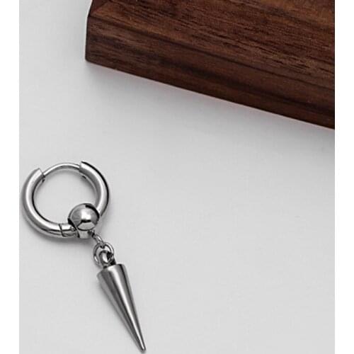 1PCS Punk Geometric Triangle Hoop Earrings For Women Men Stainless Steel Tassel Jewelry Simple Long Chain Leaf Earings