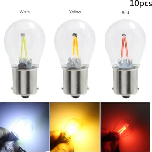 10pcs 1156 P21W BA15S 1157 BAY15D COB LED Filament Chip Car Brake Lights Auto Reverse Bulb Parking Lamp 12V Red White Yellow