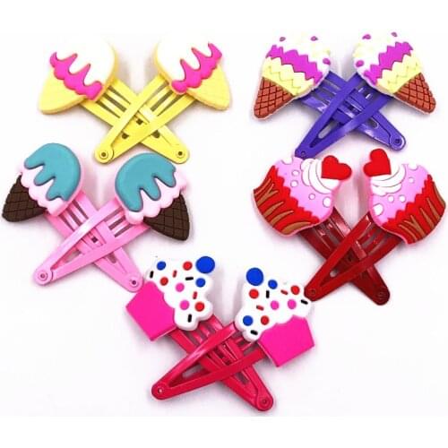 10Pcs Cute Food Ice Cream Cake Childhood Baby Girl Kawaii Hair Accessories Hairpins Headwear Hair Clip for Kids Gift