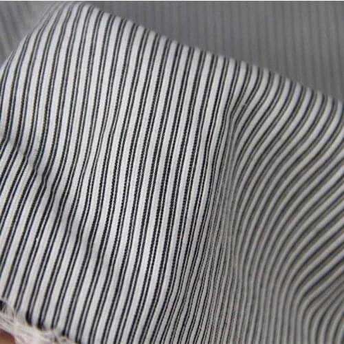 100% Cotton Yarn Dyed Concave-Convex WHITE BLACK Stripe Fabrics for DIY Handwork Autumn Apparel Shirt Dress Pants Tissue Textile