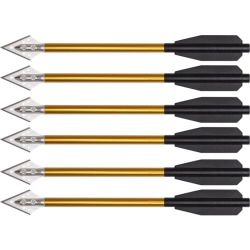12PCS Crossbow Arrows 6.6'' Hollow Aluminum Body with Screw Tip Broadhead Arrowhead Hunting Accessories Crossbow Shooting