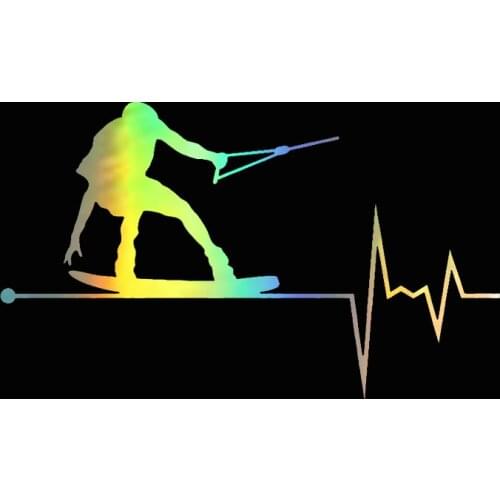 14.5X8.6CM Wakeboard In My Heartbeat Pulse Vinyl Car Sticker Creative Cartoon Animal Car Decal for Car Body Decoration