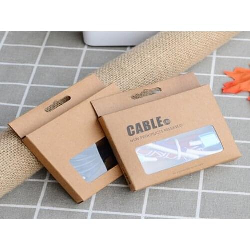 300pcs/ batch new 9.5x7.5x1.5cm cable package carton kraft cable package mounting window box