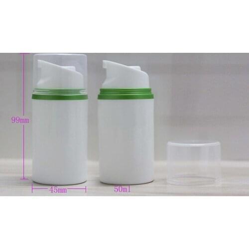 50ML plastic airless bottle press pump green rim for serum/lotion/foundation/gel/anti-UV sunscreen cream skin care packing