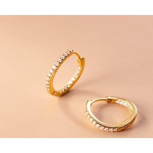 925 Sterling Silver Elegant Two Sides Zircons Hoop Earrings Cubic Zirconia Circle Wave Ear Jewelry For Women Party Jewelry