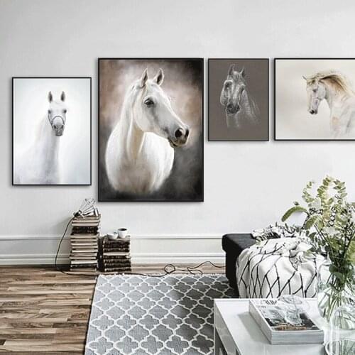 White Horse Abstract Canvas Poster Wall Art Prints Painting Nordic Picture Modern Living Room Home Decoration Free Shipping