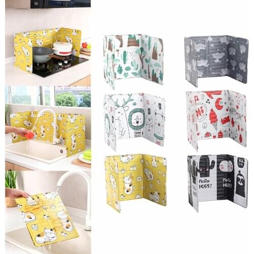 Aluminum Foldable Kitchen Gas Stove Baffle Plate Splatter Screen Pan Oil Divider Protection Screen Anti Splatter Shield Guard