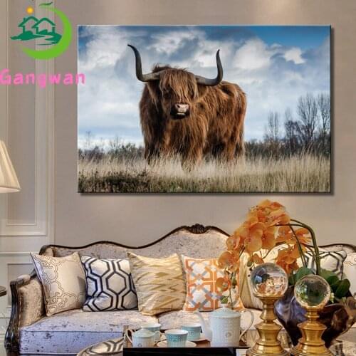 Aritistic Yak Diamond Painting Full Square Highland Cattle Cross Stitch Diamond Embroidery Cow Sale mosaic Handicraft Home Decor