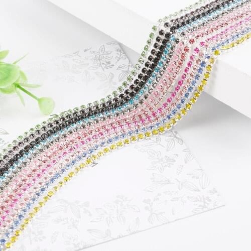 Beautiful Design 2/2.5/2.8/3mm Flatback Black Rhinestone Chain For Decor Craft Sewing Clothes Accessories
