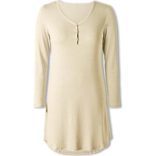 Neatie Kiddie Solid Casual Women Nightgowns Long Sleeve O-neck Home Clothes Sleep Dress Female Night Dress