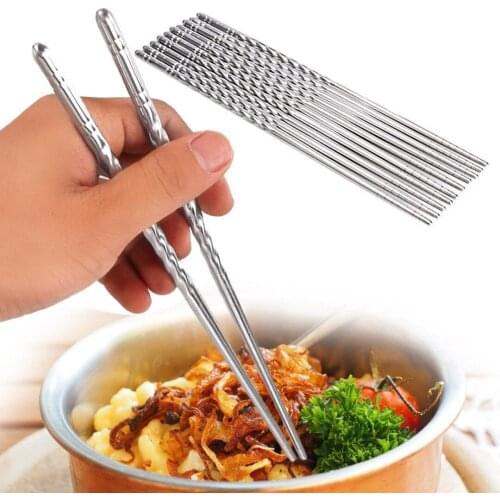5 Pair Stainless Steel Non-slip Chopsticks Dishwasher Safe Light Chopsticks