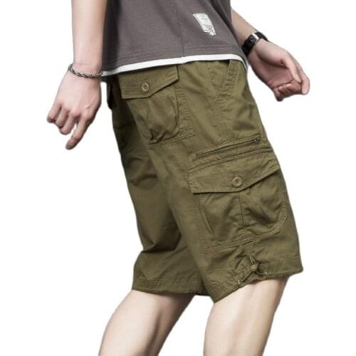 Mens Knee Length Cargo Shorts Summer Army Cargo Shorts Workout Shorts Loose Casual Trousers Plus size No Belt