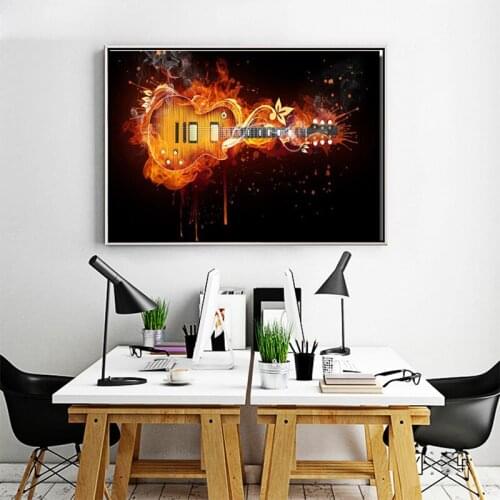 Electric Guitar Oil Painting Canvas Abstract Guitar Posters and Prints Cuadros Wall Art Pictures for Living Room Home Decoration