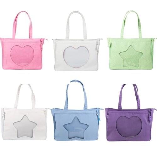 Comic Show Dolls Canvas Bag Sweet Lolita Star Heart-shaped Transparent Clear Girs Itabag Shoulders Bag Cosplay Handbag Ita bag
