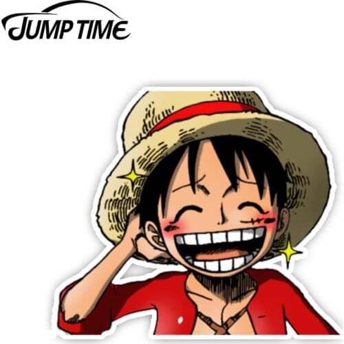 JumpTime 13cm x 7.2cm Kawaii Luffy One Piece Anime Vinyl Stickers Car Window Bumper Decal Waterproof Car Sticker Accessories